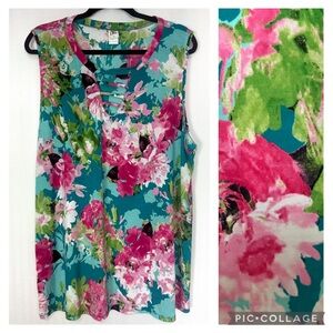 Sew In Love Floral Sleeveless Top Size 3X